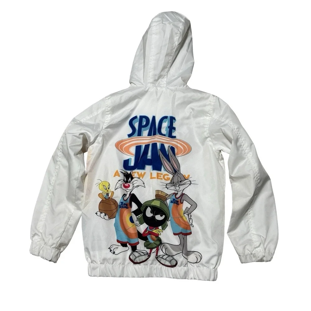 Members Only Space Jams New Legacy Hooded Windbreaker Jacket *Stained* Sz 6
